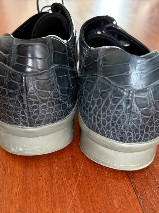 PRADA Mens Blue Alligator embossed lace up loafers main image 5